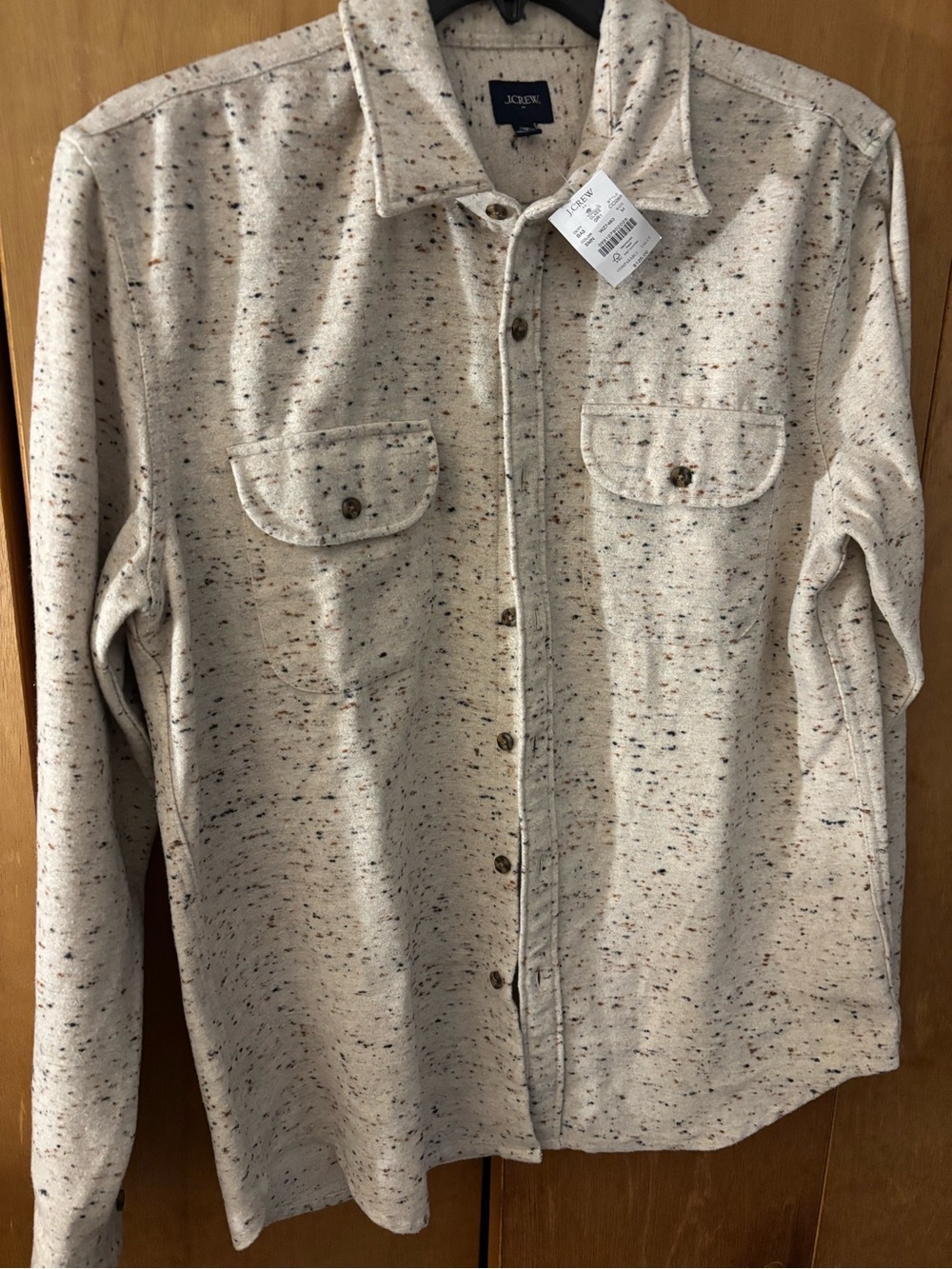 J. Crew Cream Speckled Button-Down Shirt Jacket